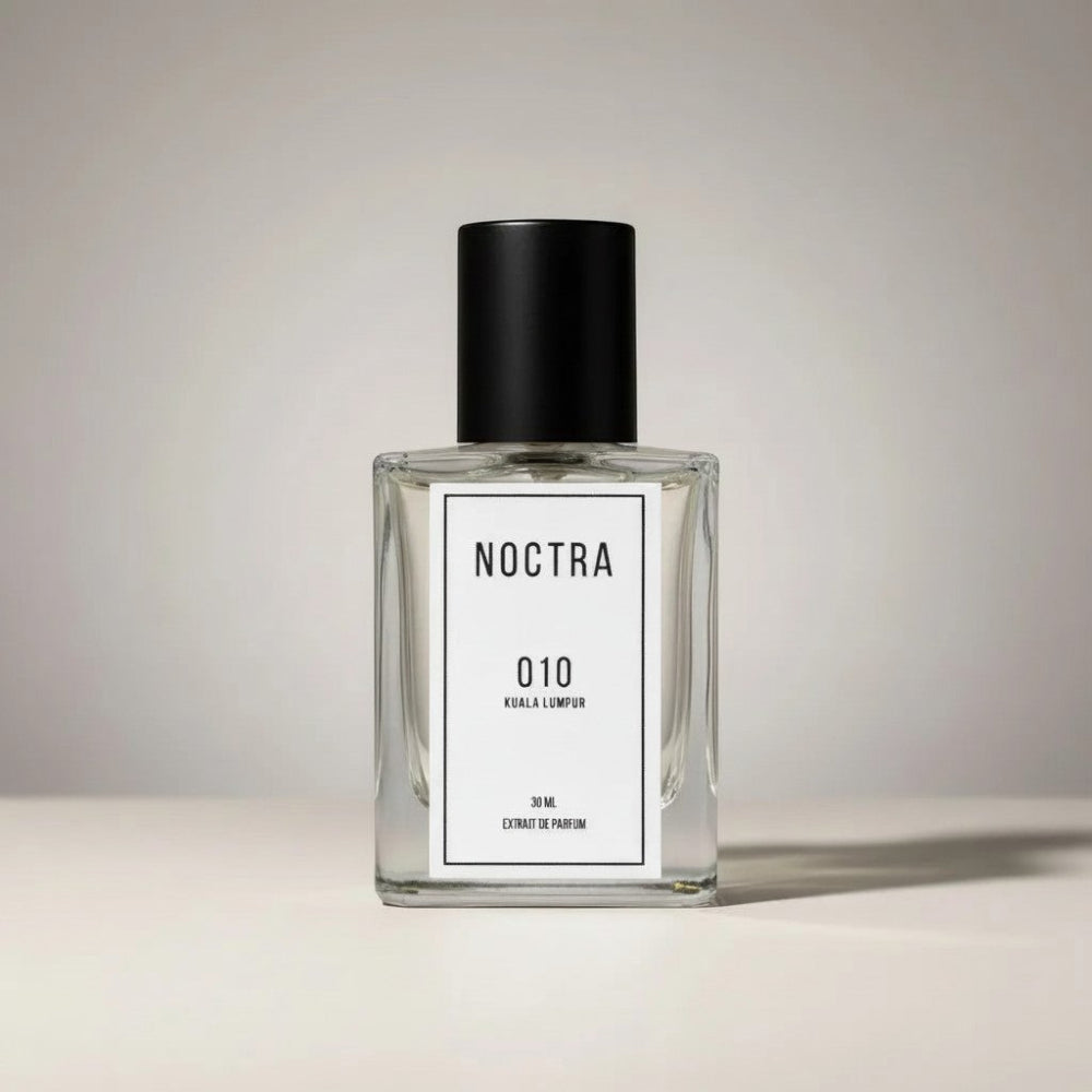 NOCTRASCENTSH NOCTRA 010 Extrait De Parfum clear glass bottle with black cap, 30ml